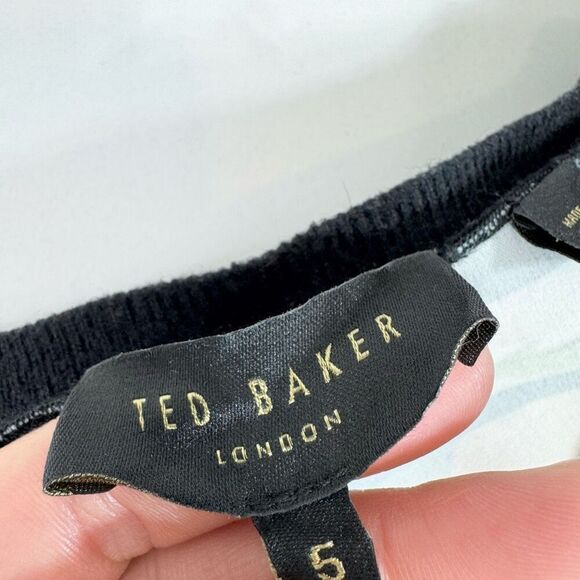 Ted Baker London Sweater Womens 16 TED 5 Black Button Front Crew Neck Cardigan - Picture 3 of 8